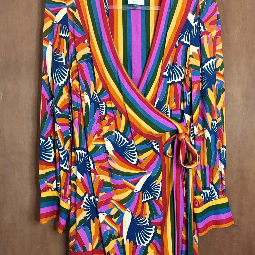 Farm Rio Tucanes Wrap Mini Dress | Multicolor | Small